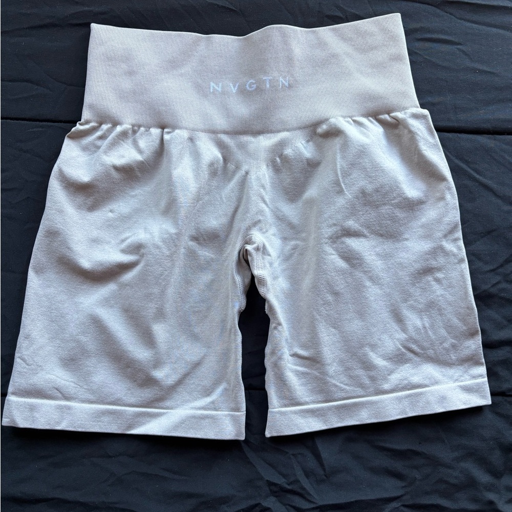 NVGTN Solid Seamless Shorts High Waisted Beige Tan Size S - Picture 6 of 7